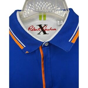 Robert Graham X Men's Medium Blue 1/4 Zip‎ Tailored Fit Short Sleeve Polo Shirt